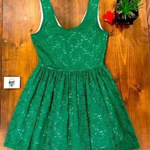 Vintage bright emerald green lace dress